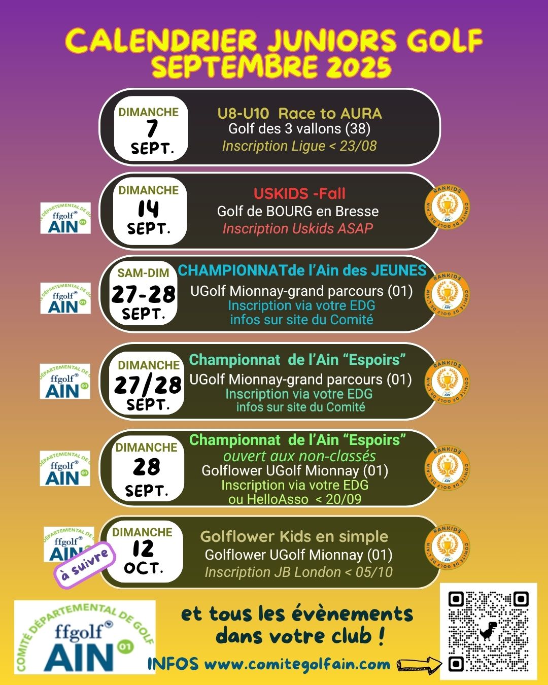 09.2025 dates Juniors Septembre 2025